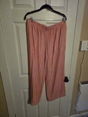 Old Navy Coral Striped Wide-Leg Pants